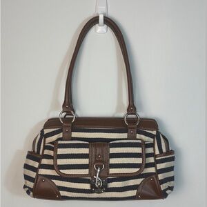 Striped Brown and Navy Women's Handbag
